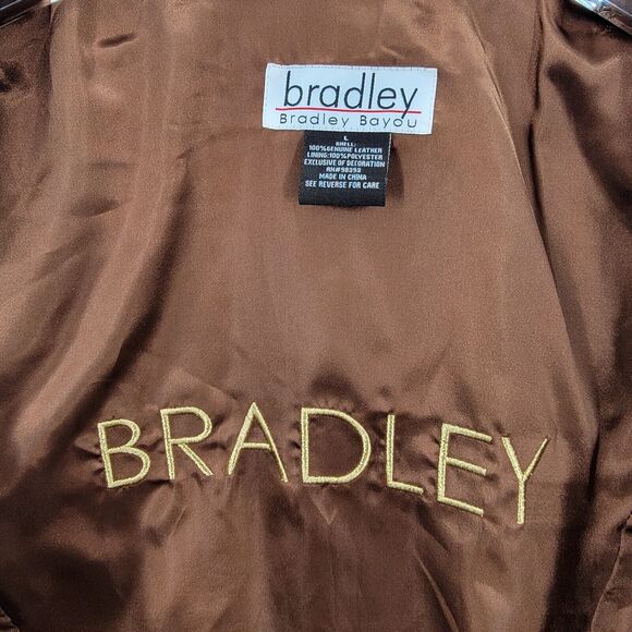 Bradley Bayou Jacket Womens Large 100% Leather Croc Embossed Brown - Picture 9 of 12